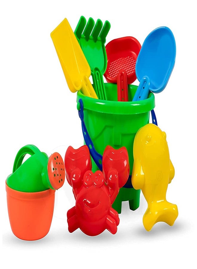 Highroof Beach Toys Set for Kids 8 Pcs Plastic Bucket Animal Mold Beach Shovel Spade Tool Kit Fun Summer Beach Art Toys Outdoor Sand Birthday Gift - Multicolor - Image 1